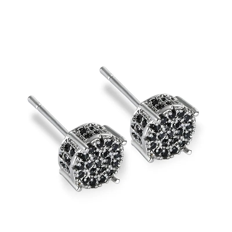 Austrian Crystal Round Stud Earrings – White/Yellow Gold Color for Women
