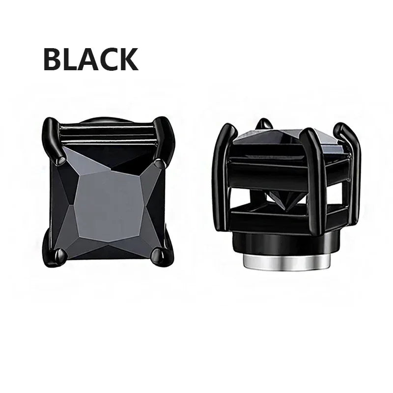 Magnetic Zircon Stud Earrings – Non-Piercing Unisex Punk Style (5–8mm)