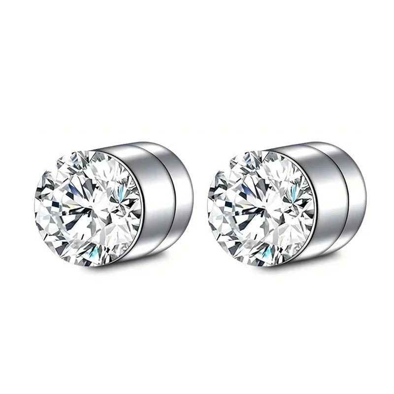 Magnetic Clip Zircon Earrings – Non-Piercing Unisex Studs