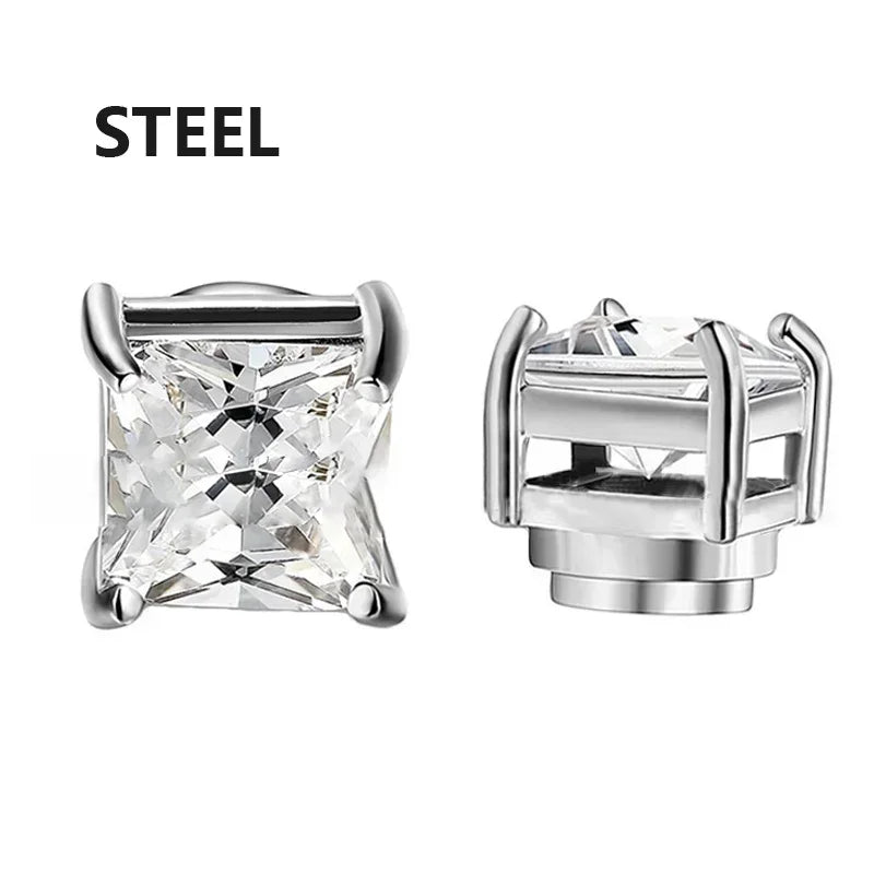 Magnetic Zircon Stud Earrings – Non-Piercing Unisex Punk Style (5–8mm)