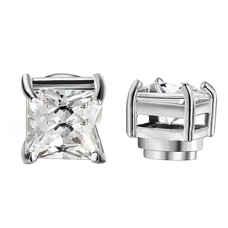 Magnetic Clip Zircon Earrings – Non-Piercing Unisex Studs