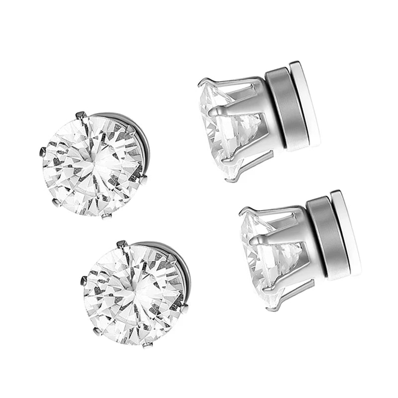 Magnetic Zircon Clip Stud Earrings – Non-Piercing Unisex (1/3/6 Pairs)