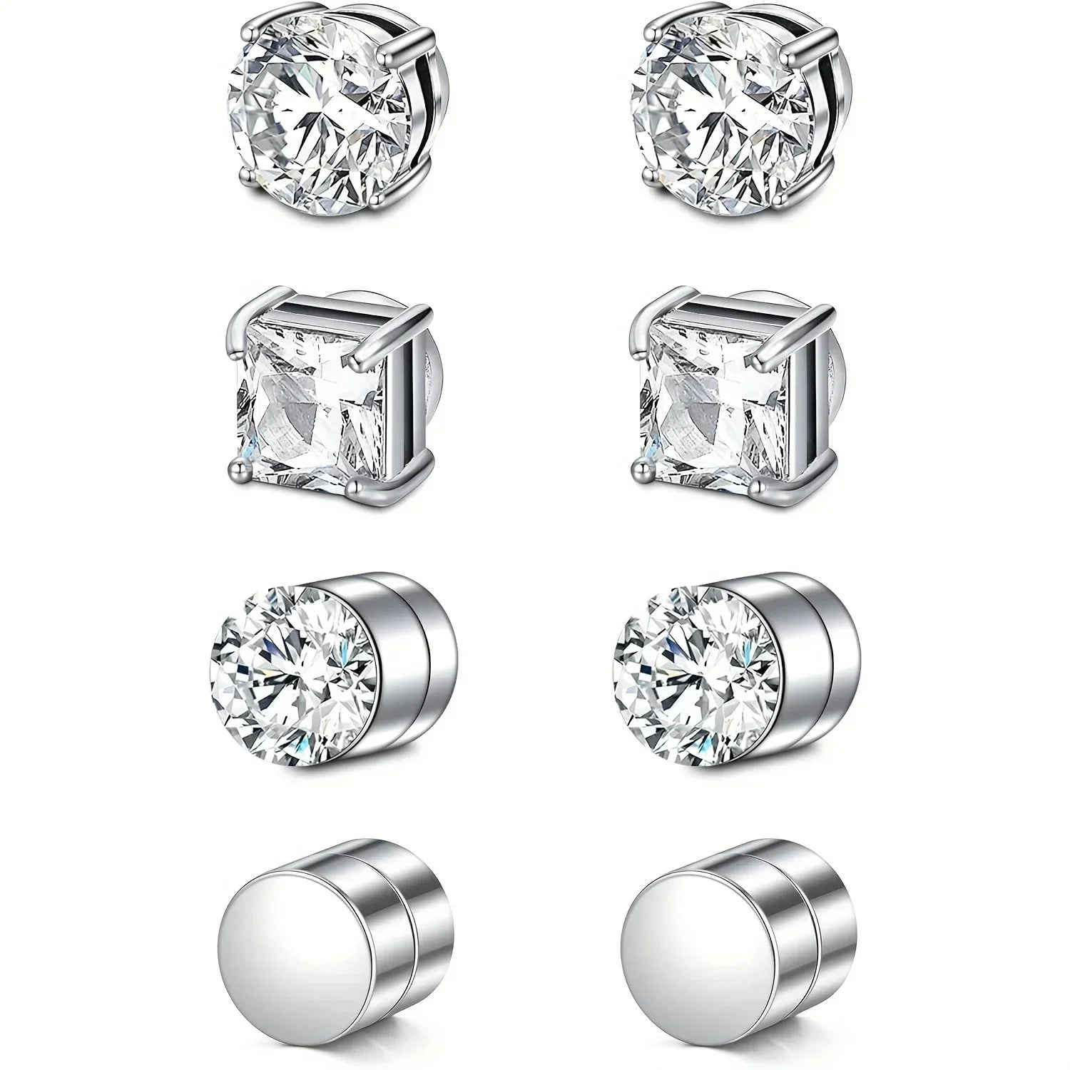 Magnetic Clip Zircon Earrings – Non-Piercing Unisex Studs
