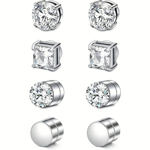 Magnetic Clip Zircon Earrings – Non-Piercing Unisex Studs